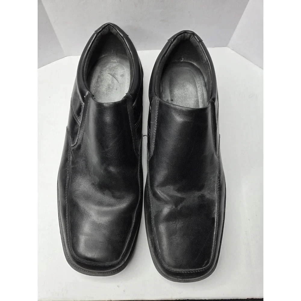 Dockers Mens Black Leather Slip On Loafers Square Toe Shoes 90-93194 Size 13W‎